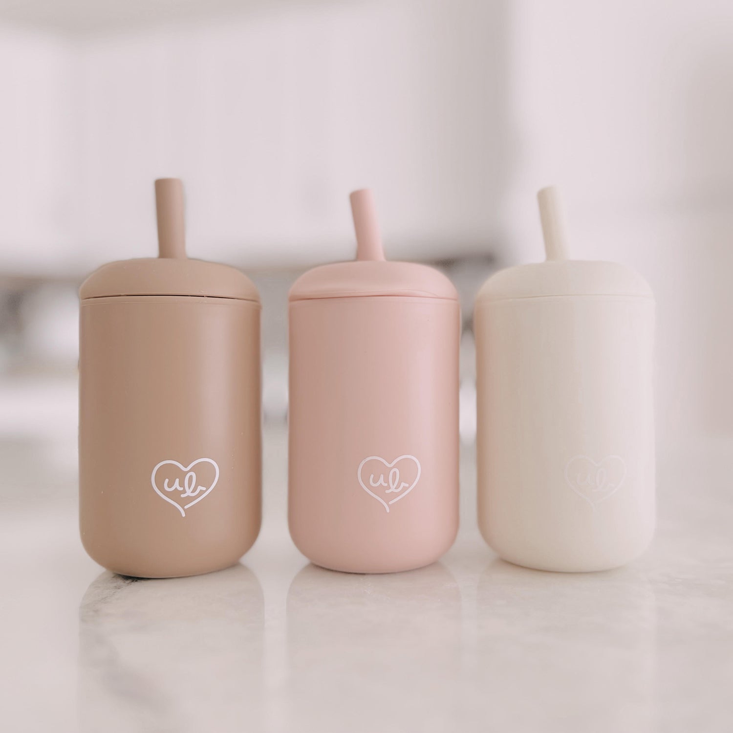 Straw Sippy Cup Set of 3 (Pink)