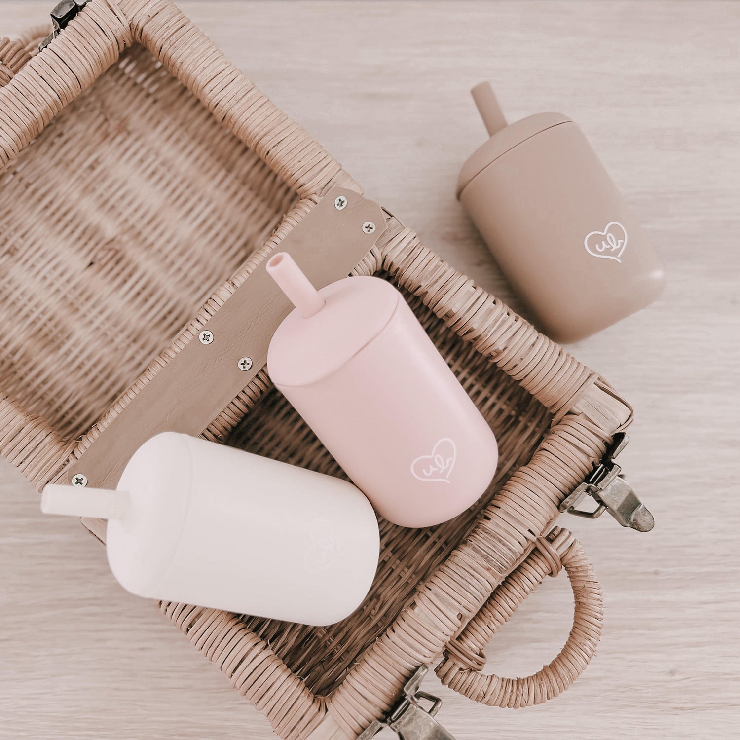 Straw Sippy Cup Set of 3 (Pink)
