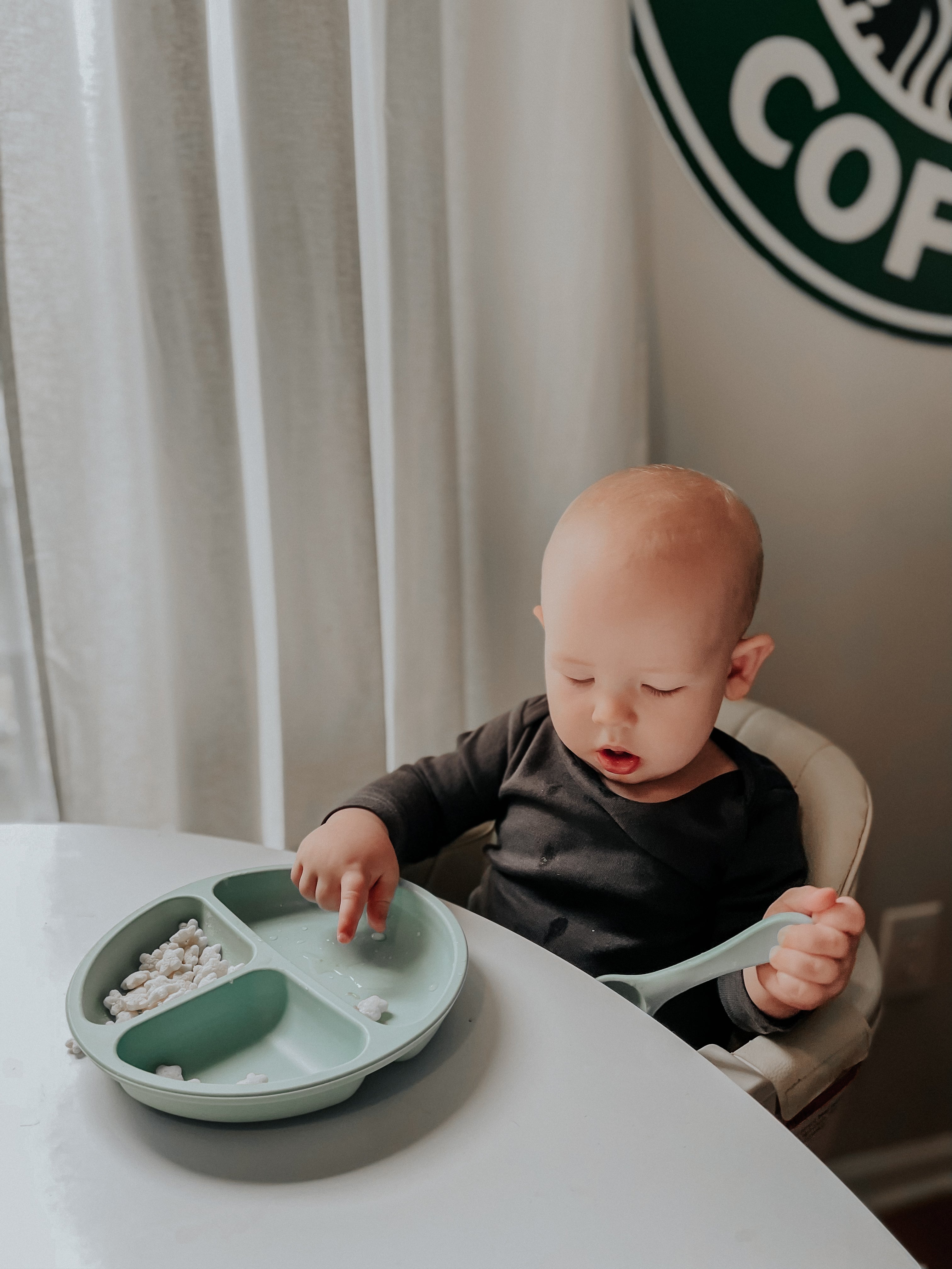 Set of 3 Suction Divided Baby Plates (Blue/Green/Grey)
